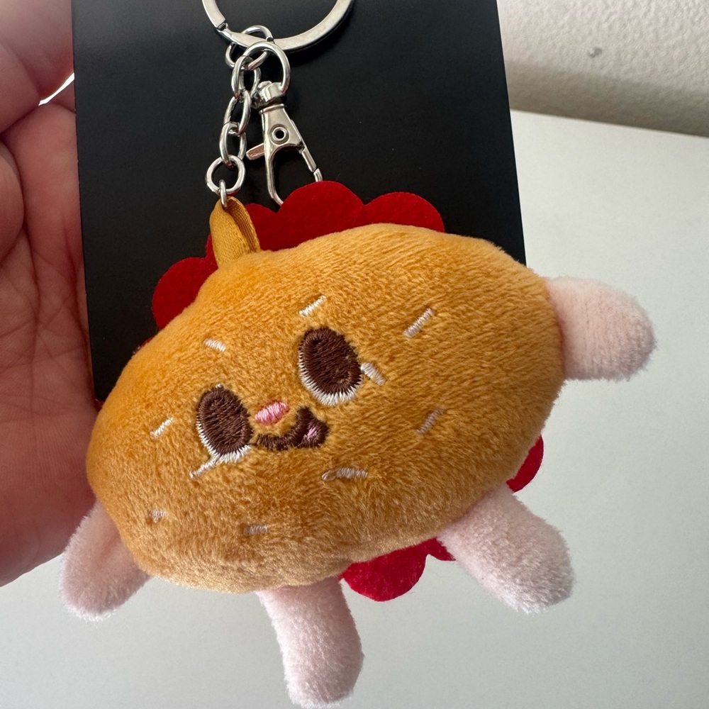 Cute Plush Keychain with Red and Tan Colors